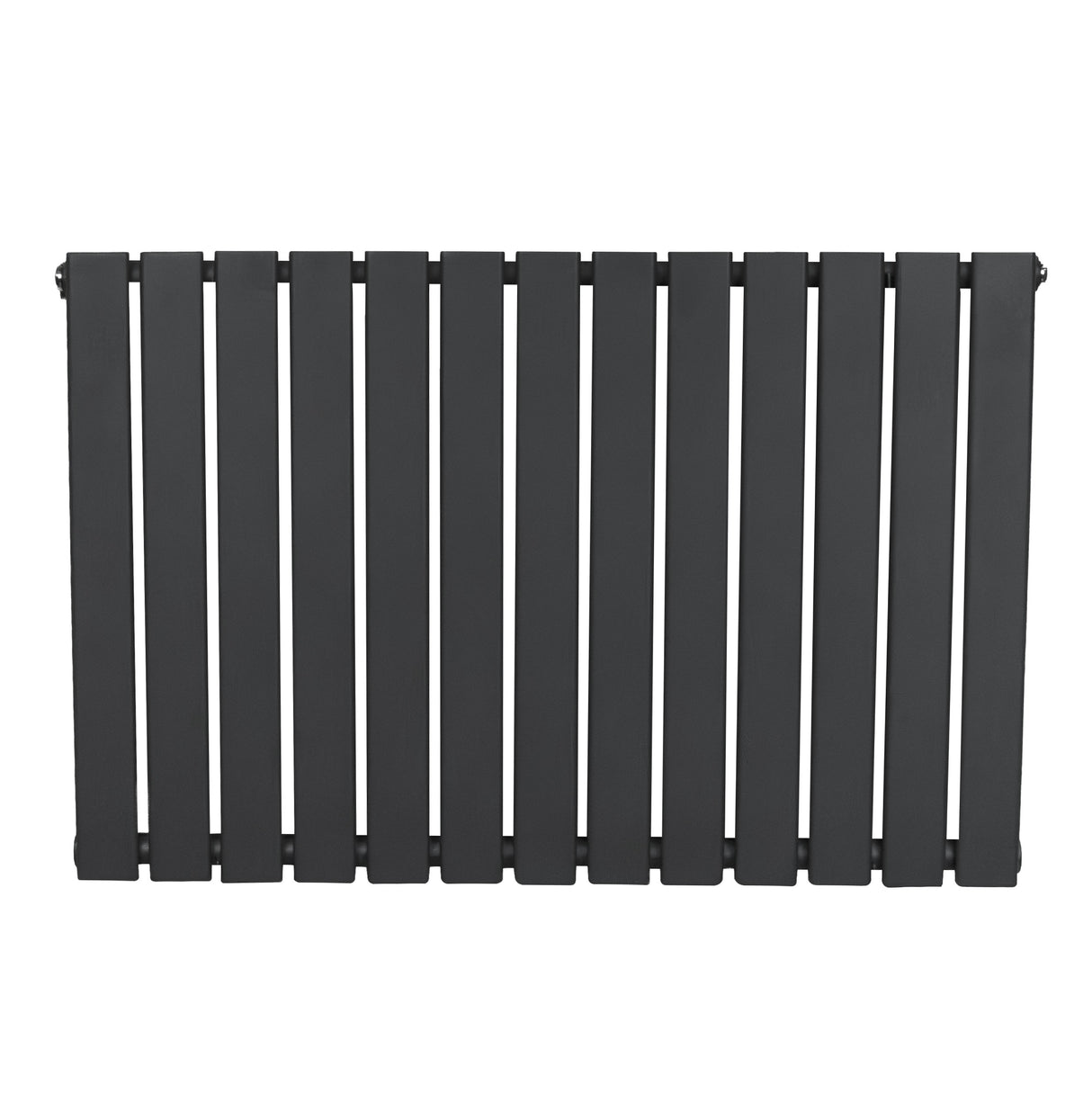 Flat single column radiator in anthracite grey, featuring sleek vertical slats and a smooth matte finish, measuring 600 x 910mm