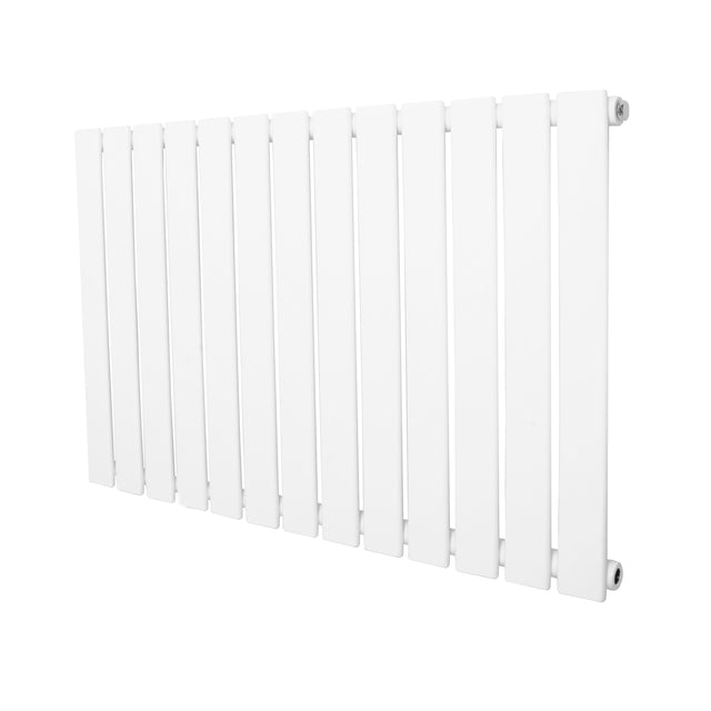 Sleek white flat single column radiator with a smooth finish, measuring 600 x 910mm, ideal for modern heating solutions