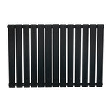Sleek black flat single column radiator with vertical slats, measuring 600 x 910mm, perfect for modern heating solutions
