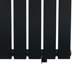 Sleek black flat single column radiator with smooth, matte finish, measuring 600 x 910mm, ideal for modern heating solutions