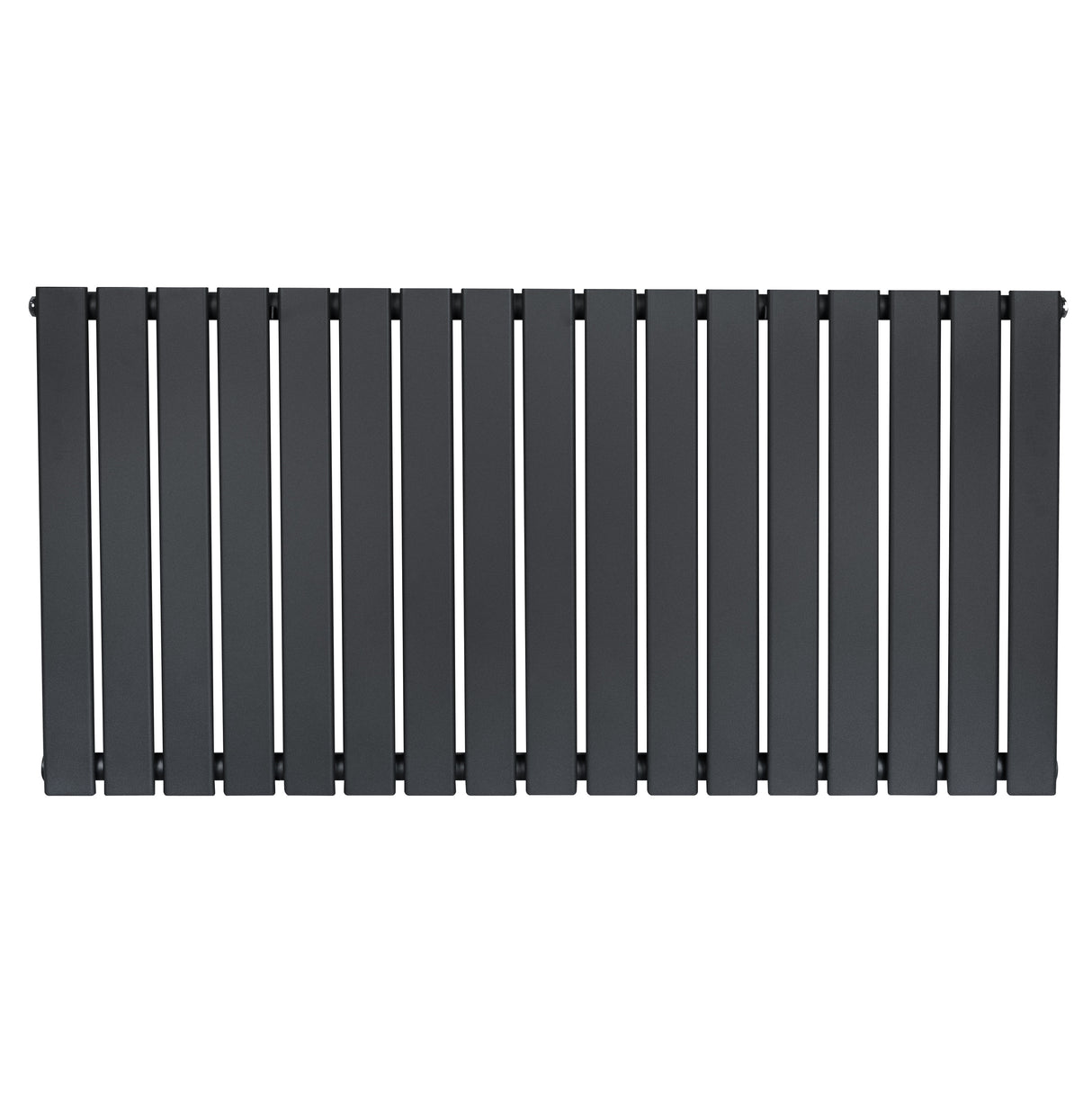 Flat single column radiator in anthracite grey, featuring a sleek, modern design with vertical slats and a smooth matte finish