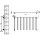 Flat white single column radiator with dimensions 600 x 1190mm, featuring a sleek design and multiple vertical fins for efficient heating