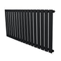 Sleek black flat single column radiator with a modern design, measuring 600 x 1190mm, featuring vertical slats and a matte finish