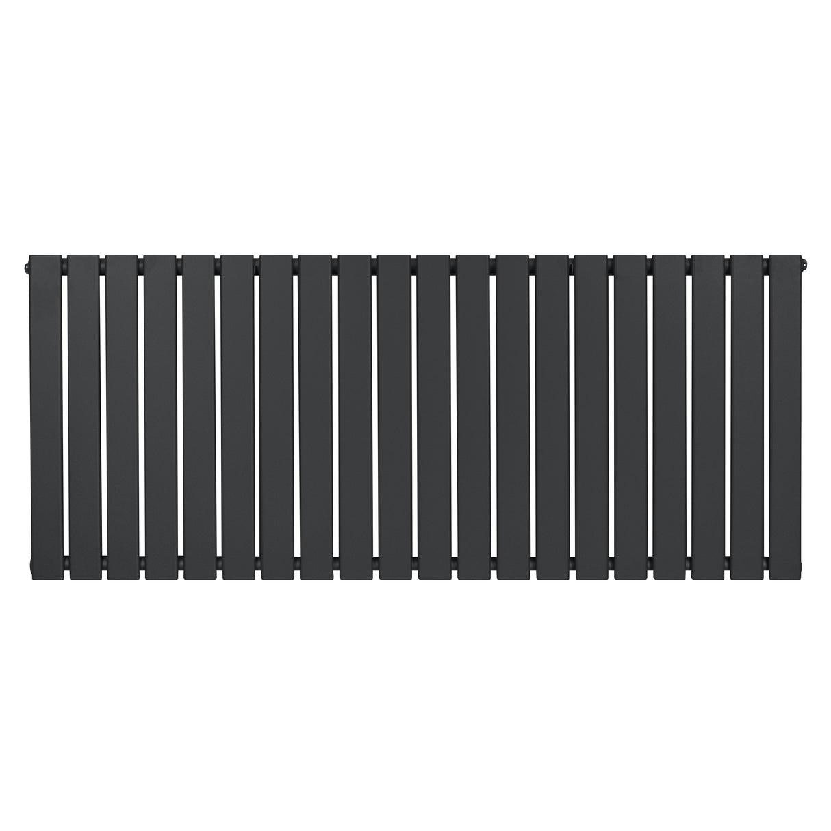Flat single column radiator in anthracite grey, featuring a sleek, modern design with vertical slats and a smooth finish
