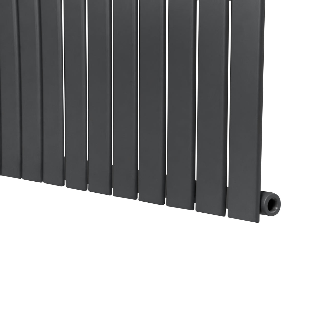Flat single column radiator in anthracite grey, featuring sleek vertical bars and a modern design, ideal for contemporary spaces