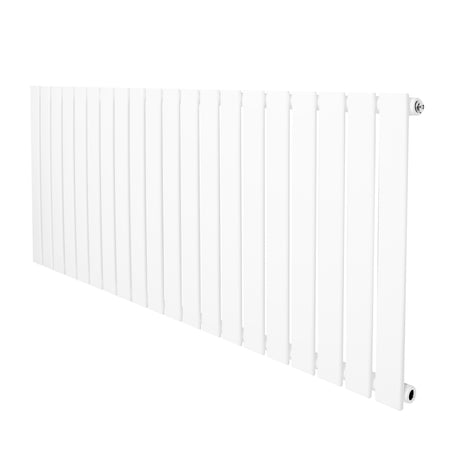 Sleek white flat single column radiator, 600 x 1400mm, featuring a smooth finish and vertical slats for modern heating solutions