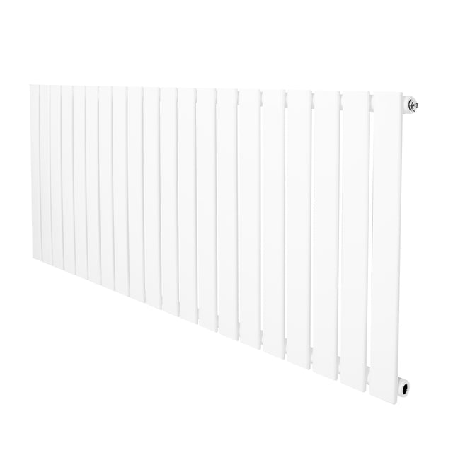 Sleek white flat single column radiator, 600 x 1400mm, featuring a smooth finish and vertical slats for modern heating solutions