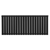 Sleek black flat single column radiator, 600 x 1400mm, featuring a modern design with vertical slats and a smooth matte finish