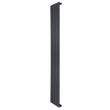Sleek anthracite grey flat single column radiator, 1600 x 280mm, featuring a modern design with smooth, vertical lines and a matte finish