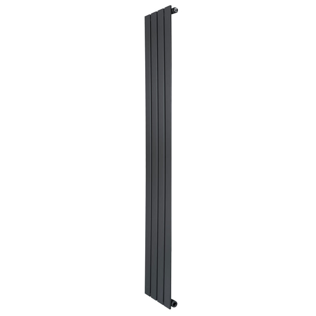 Sleek anthracite grey flat single column radiator, 1600 x 280mm, featuring a modern design with smooth, vertical lines and a matte finish