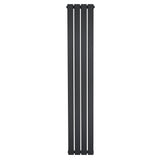 Sleek anthracite grey flat single column radiator, 1600 x 280mm, featuring a modern vertical design with smooth, matte finish