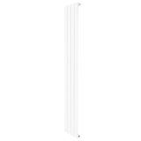 Sleek white flat single column radiator measuring 1600 x 280mm, featuring vertical lines and a smooth, modern finish
