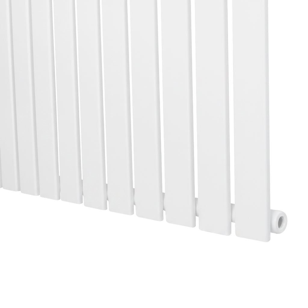 Sleek white flat single column radiator, 1600 x 280mm, featuring smooth vertical panels and a minimalist design for modern interiors