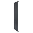 Sleek anthracite grey flat single column radiator, 1600 x 420mm, featuring vertical lines and a modern, minimalist design