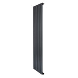 Sleek anthracite grey flat single column radiator, 1600 x 420mm, featuring vertical lines and a modern, minimalist design