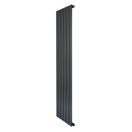 Sleek anthracite grey flat single column radiator, 1600 x 420mm, featuring vertical lines and a modern, minimalist design