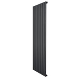 Sleek anthracite grey flat single column radiator, 1600 x 560mm, featuring vertical slats for modern heating solutions