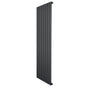 Sleek anthracite grey flat single column radiator, 1600 x 560mm, featuring vertical slats for modern heating solutions