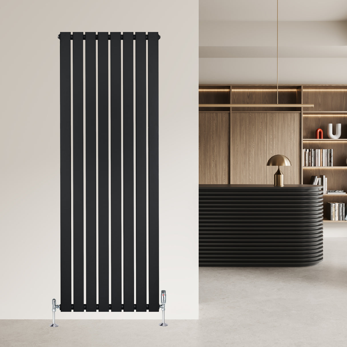 Flat Single Column Radiator - 1600 x 560mm - Black