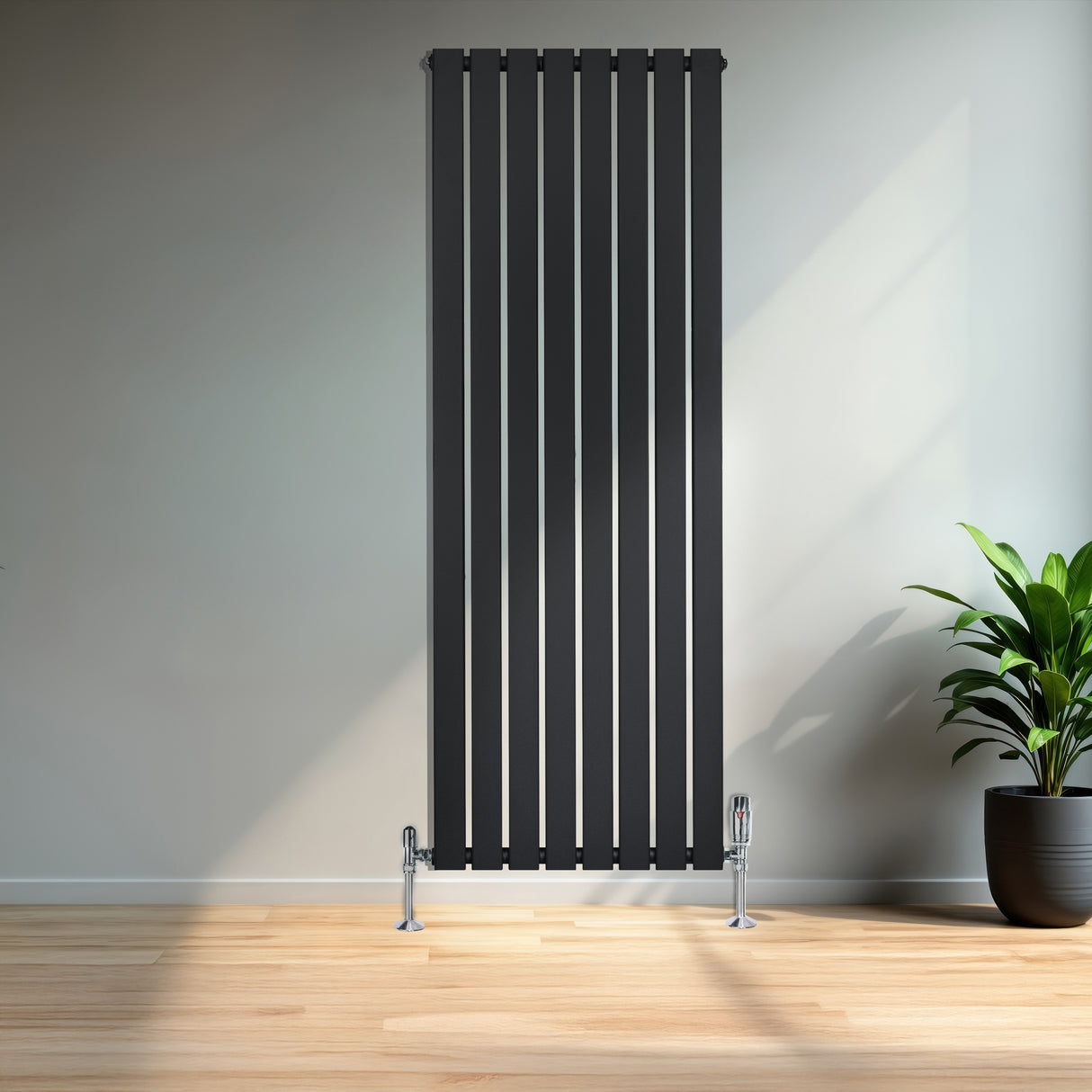 Flat Single Column Radiator - 1600 x 560mm - Black