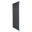 Flat single column radiator in anthracite grey, featuring a sleek vertical design with smooth, matte finish and slim profile