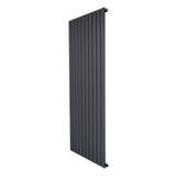 Flat single column radiator in anthracite grey, featuring a sleek vertical design with smooth, matte finish and slim profile