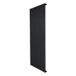 Sleek black flat single column radiator, 1600 x 700mm, featuring vertical fins for efficient heating and a modern design