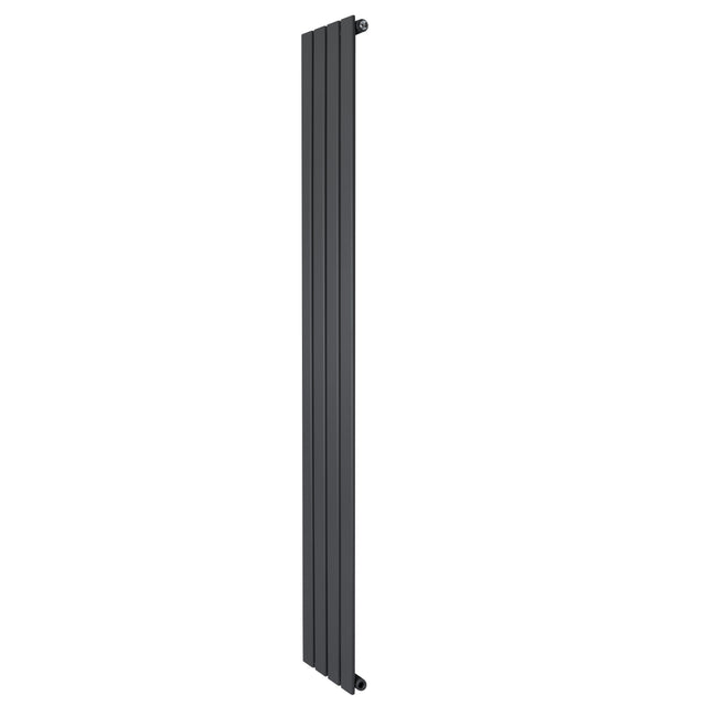 Sleek anthracite grey flat single column radiator, 1800 x 280mm, featuring a modern design with smooth, vertical panels