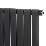 Anthracite grey flat single column radiator with sleek vertical bars and a smooth matte finish, ideal for modern interiors