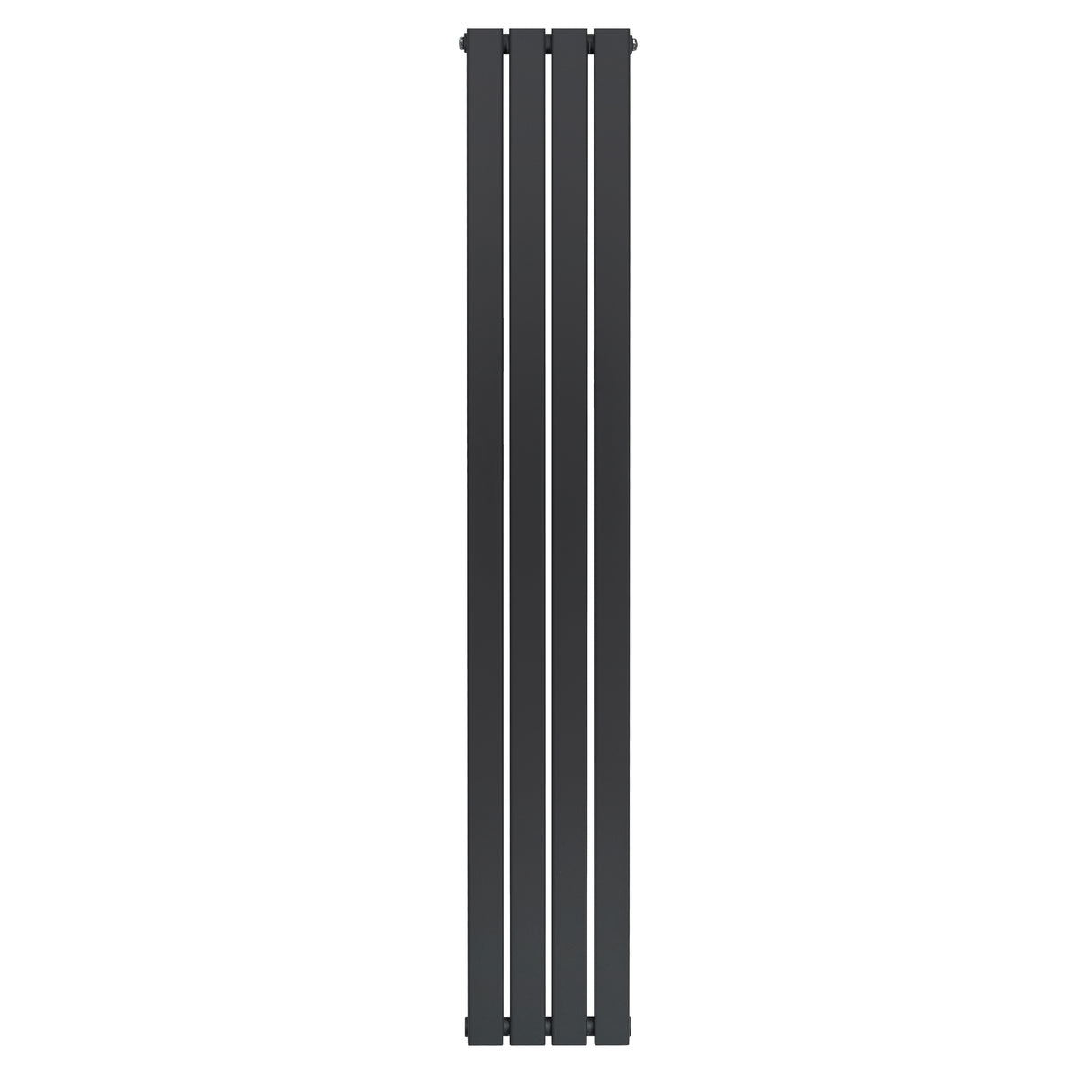 Sleek anthracite grey flat single column radiator, measuring 1800 x 280mm, featuring a modern vertical design and smooth finish