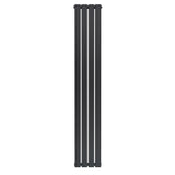 Sleek anthracite grey flat single column radiator, measuring 1800 x 280mm, featuring a modern vertical design and smooth finish