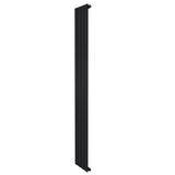 Sleek black flat single column radiator, 1800 x 280mm, featuring a modern design with smooth, vertical lines and a matte finish
