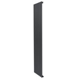 Sleek anthracite grey flat single column radiator, 1800 x 420mm, featuring vertical slats and a modern design for efficient heating