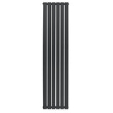 Sleek anthracite grey flat single column radiator, 1800 x 420mm, featuring a modern design with smooth, vertical lines and a matte finish