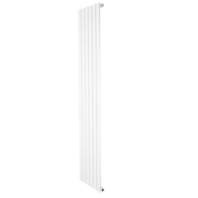 Sleek white flat single column radiator, 1800 x 420mm, featuring vertical lines and a smooth finish, ideal for modern interiors