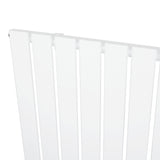 Sleek white flat single column radiator with vertical slats, measuring 1800 x 420mm, designed for modern heating solutions