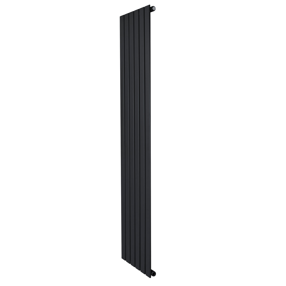 Sleek black flat single column radiator measuring 1800 x 420mm with vertical slats, ideal for modern heating solutions