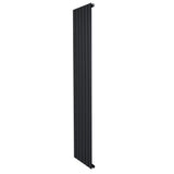 Sleek black flat single column radiator measuring 1800 x 420mm with vertical slats, ideal for modern heating solutions