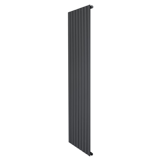 Sleek anthracite grey flat single column radiator, 1800 x 560mm, featuring a modern vertical design with smooth, matte finish