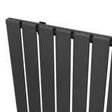 Flat single column radiator in anthracite grey, featuring a sleek design with vertical slats and a smooth matte finish, ideal for modern spaces
