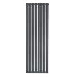 Flat single column radiator in anthracite grey, featuring a sleek vertical design with smooth, matte finish and slim profile