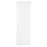 Sleek white flat single column radiator measuring 1800 x 560mm, featuring vertical slats and a smooth, modern finish