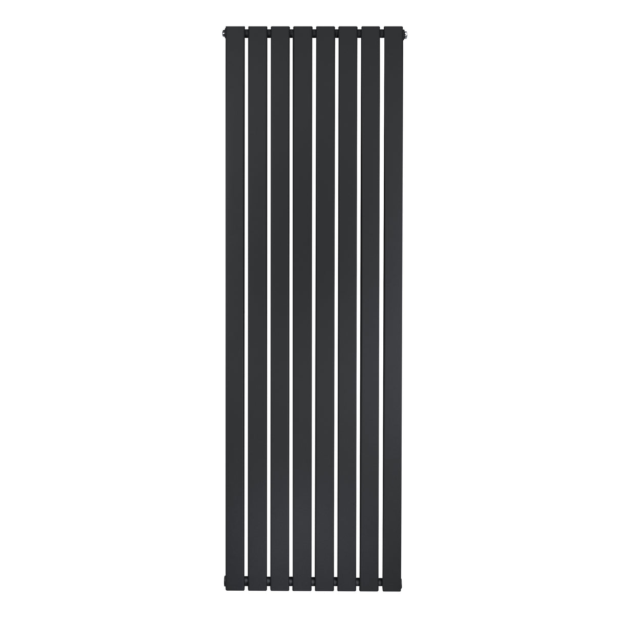 Sleek black flat single column radiator, 1800 x 560mm, featuring vertical lines and a smooth matte finish, ideal for modern spaces