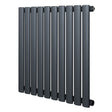 Anthracite grey oval single column radiator, 600 x 600mm, featuring smooth, rounded tubes for efficient heating and modern design