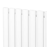 Sleek white oval single column radiator with smooth, glossy finish, designed for efficient heating in modern interiors
