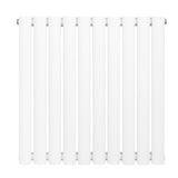 Sleek white oval single column radiator with a smooth finish, featuring evenly spaced vertical panels for efficient heating