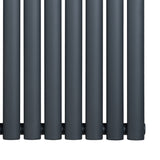 Anthracite grey oval single column radiator with smooth, matte finish and sleek, cylindrical design, measuring 600 x 780mm