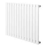 Sleek white oval single column radiator with a modern design, measuring 600 x 780mm, featuring smooth, flat panels and rounded edges