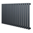 Oval single column radiator in anthracite grey, featuring sleek vertical bars and a modern design, perfect for stylish heating solutions