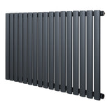 Oval single column radiator in anthracite grey, featuring sleek vertical bars and a modern design, perfect for stylish heating solutions